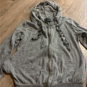 Sparkle Gray Zip-Up We the Free with Ribbon Drawstrings